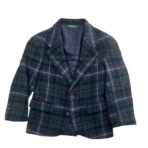 Boys Ralph Lauren Polo Tartan Plaid Wool Tweed Suit Jacket Blazer